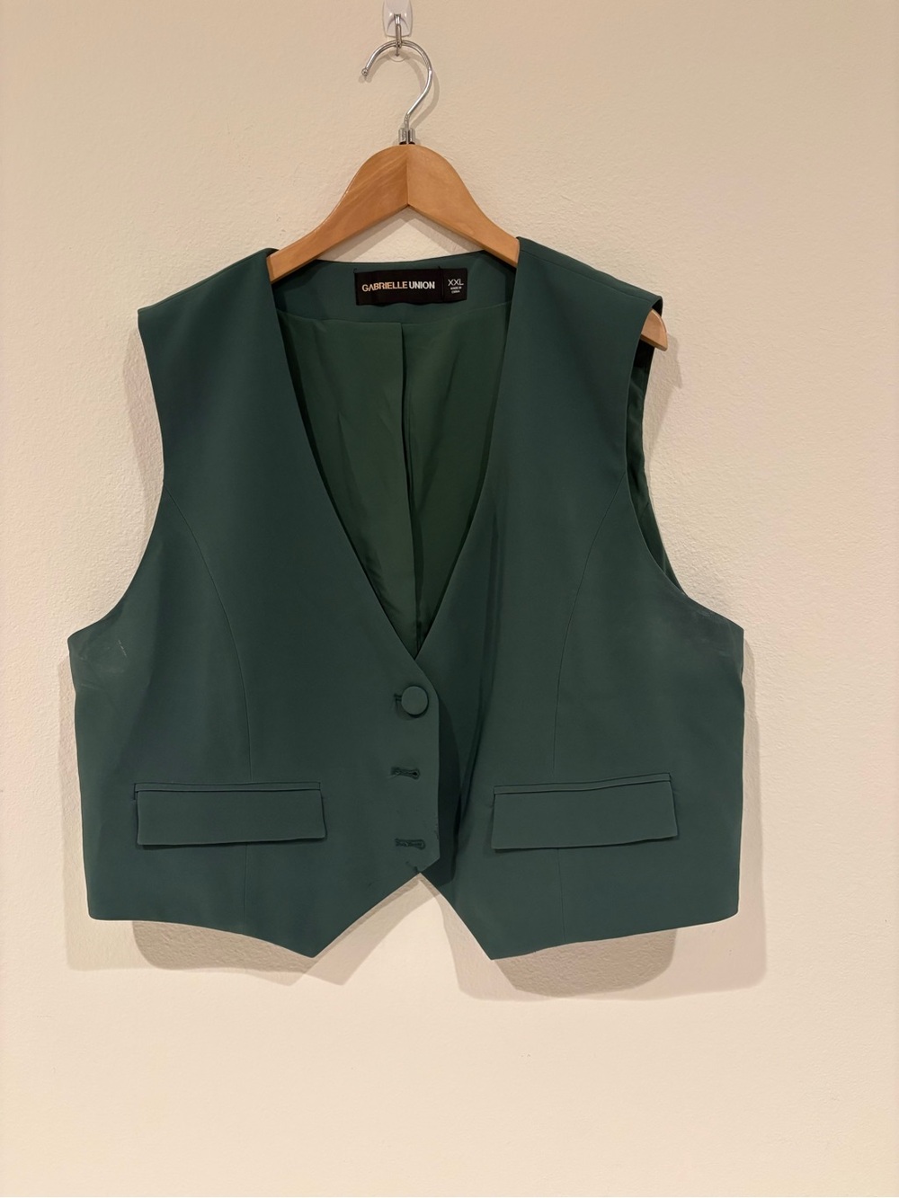 Gabrielle Union Deep Green Tailored Crop Vest